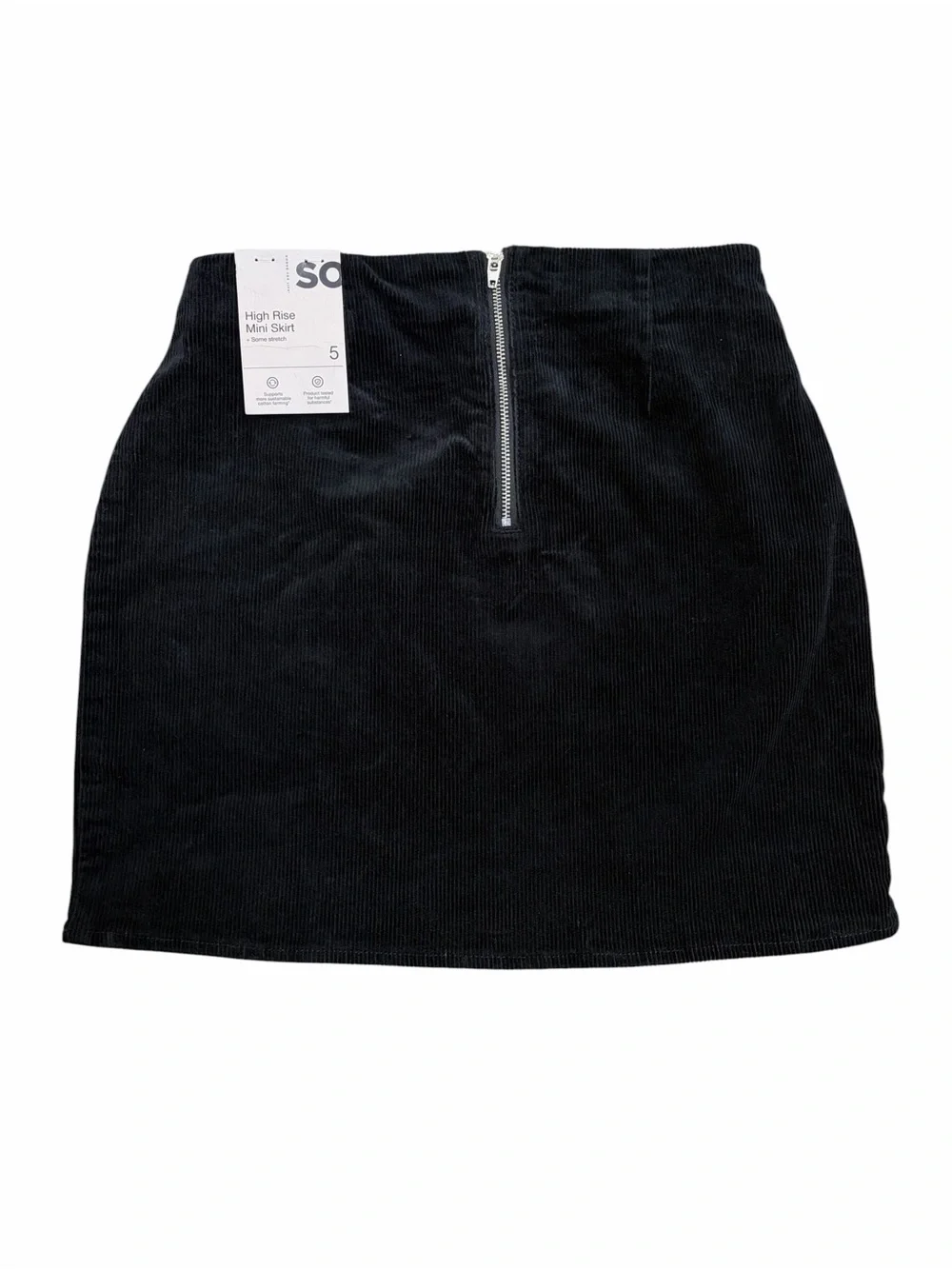 SO Black Corduroy Wrap Mini Skirt with‎ D-Ring - Size Small